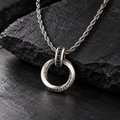 Men’s Möbius Double Ring Necklace – Black & Silver Geometric Pendant
