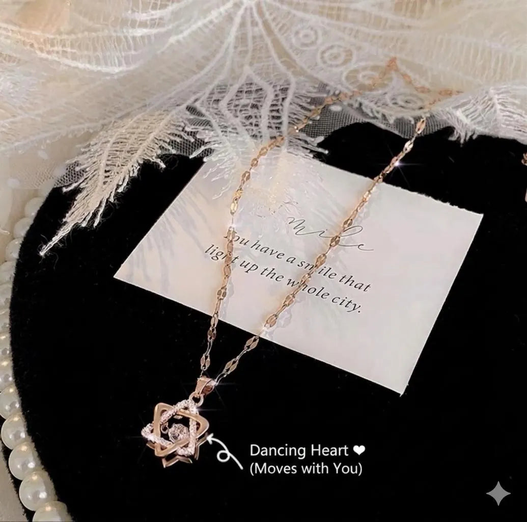 Elegant Rose Gold Star Pendant Necklace – Timeless & Chic!/come with Floating Frame Jewelry box