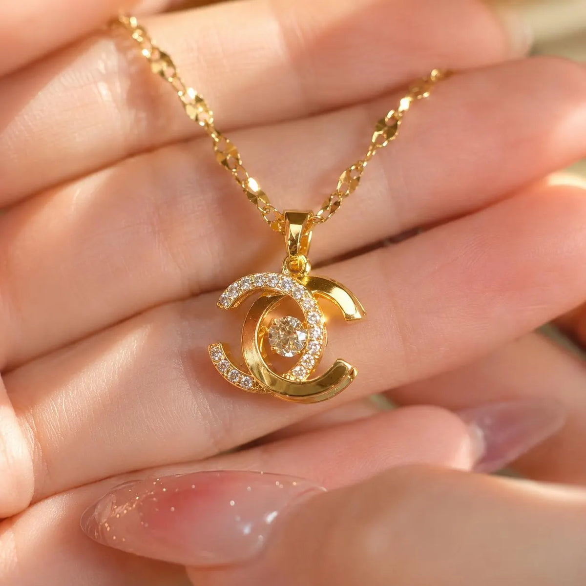 Floating CZ Stone Pendant | Minimalist Gold & Silver Chain | Designer Inspired Elegant Jewelry | Anniversary Gift for Her