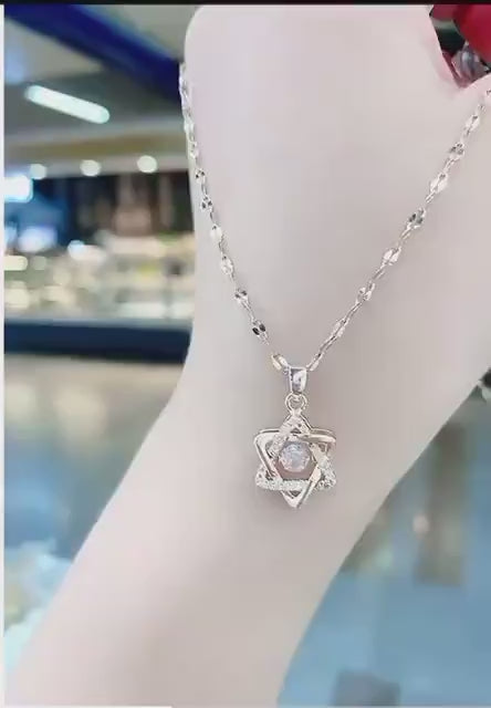 Elegant Rose Gold Star Pendant Necklace – Timeless & Chic!/come with Floating Frame Jewelry box